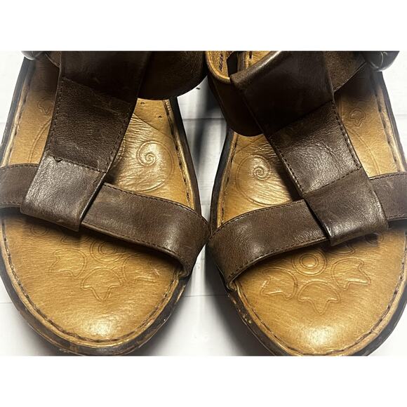Born Wedge Sandals Womens Size 9 Brown Leather Platform Buckle Woven W82314 - Picture 8 of 13